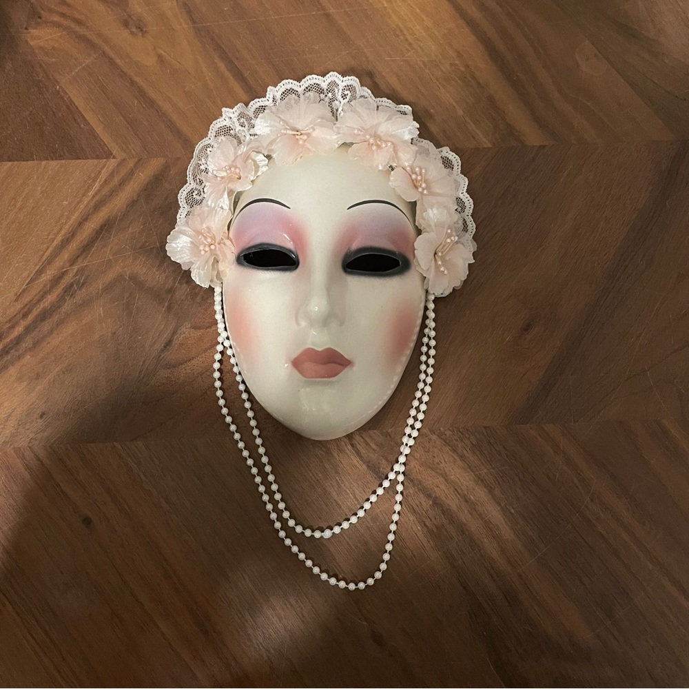 VINTAGE CLAY ART DECO FLAPPER DECO Mask Beauty Fashion Women Wall Decor Hanging